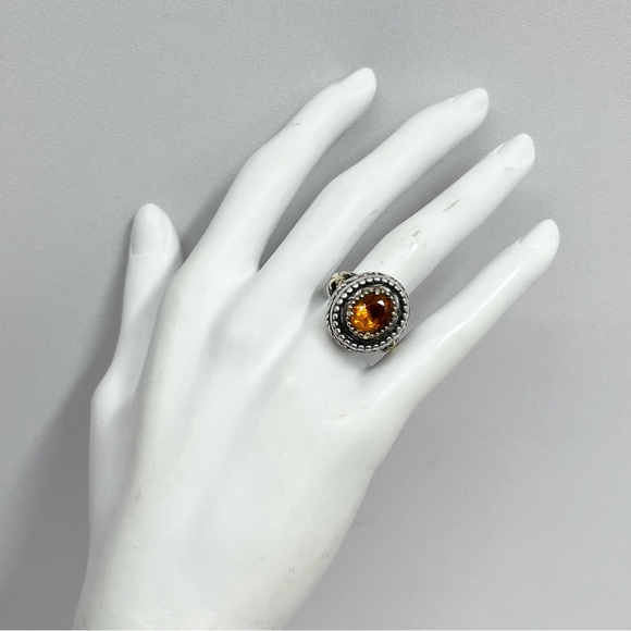 Vintage Ned Bowman B.C. Silver Sterling 18K Gold Citrine Ring Size‎ 6 3/4 - Picture 1 of 7